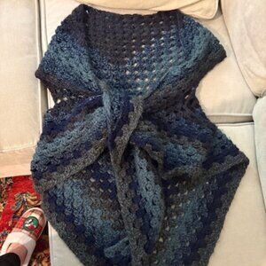 Vintage Handmade Crochet Tie Front Wrap Shrug Shawl Outlander Vibes One Size